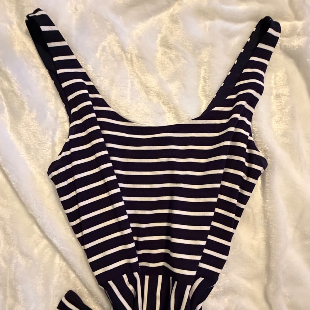 The Loft Navy Striped Sleeveless Dress - Picture 4 of 10